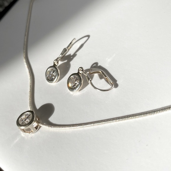 Z-snake Chain 925, Chrystal pendant & earings set - Picture 2 of 2